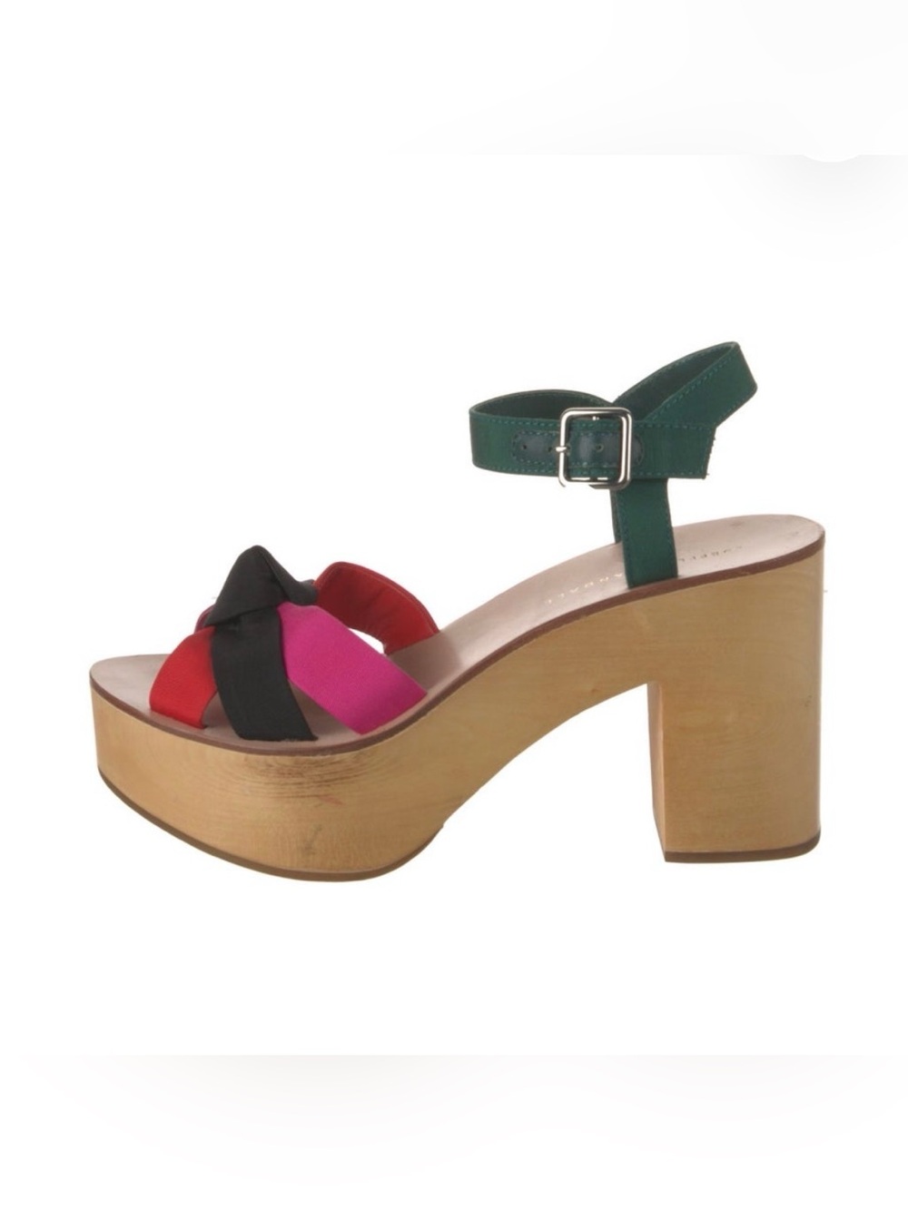 Loeffler Randall Colorblock Wooden Platform Sandal with Ankle Strap size 8